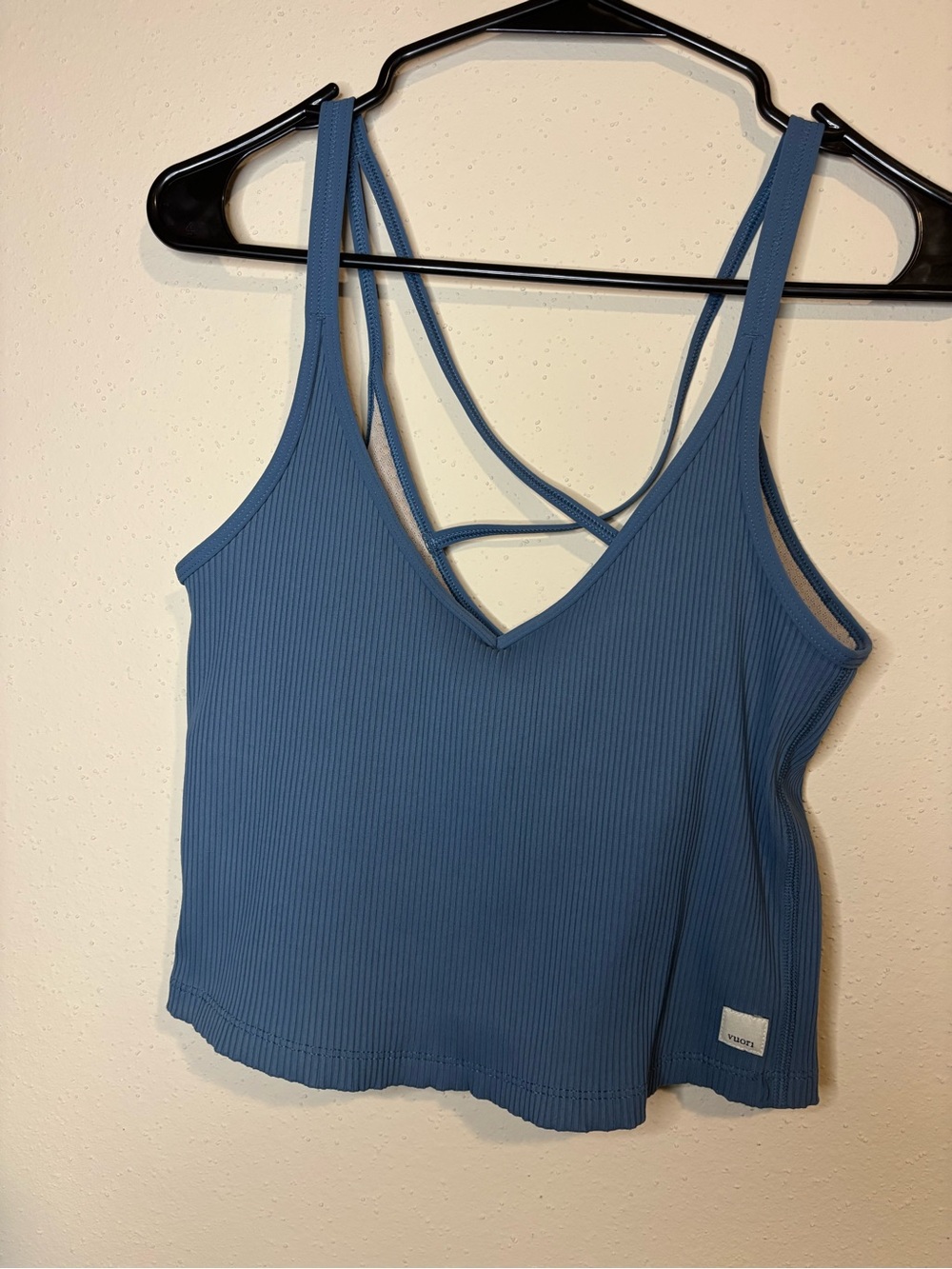 Vuori Ribbed Strappy V-Neck Tank - Slate Blue